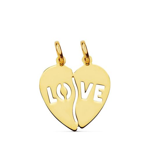 18K Colgante Oro Amarillo Corazon Love. 15X15 Mm