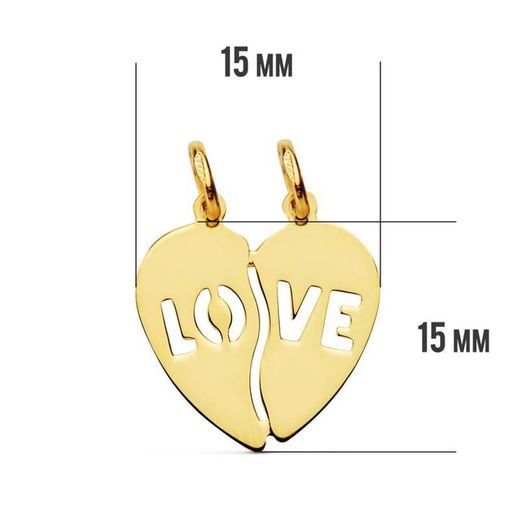 18K Colgante Oro Amarillo Corazon Love. 15X15 Mm