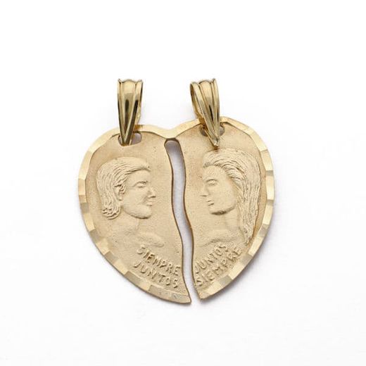 18K Colgante Oro Amarillo Corazon Pareja 20X20 Mm