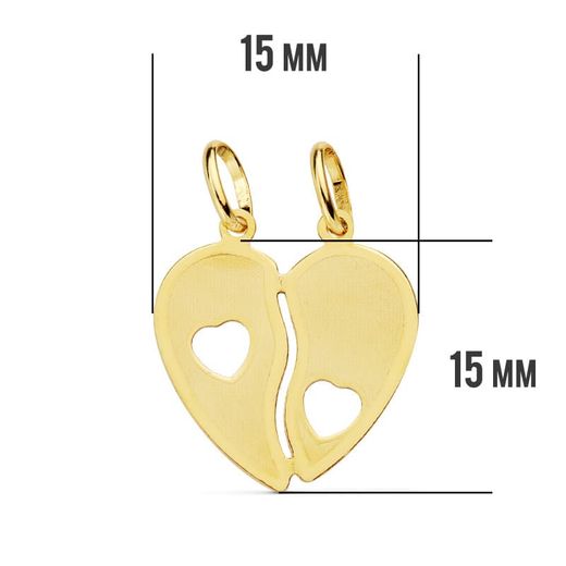 18K Colgante Oro Amarillo Corazon Partido 15X15 Mm