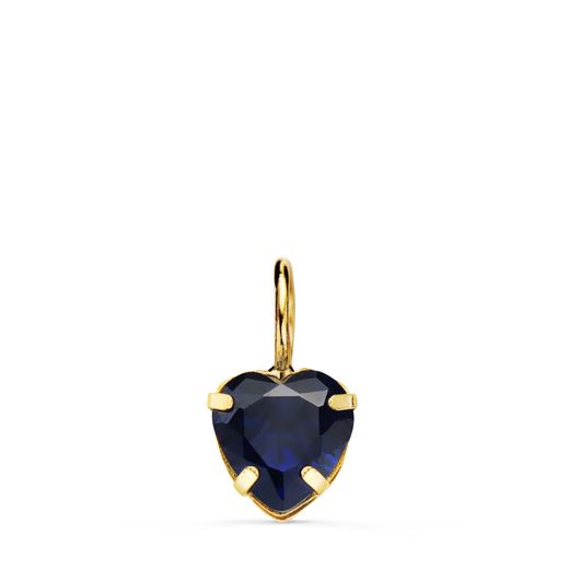 18K Colgante Oro Amarillo Corazon Piedra Color Azul 6 X 6 Mm.