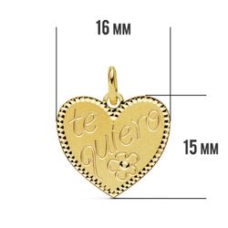 18K Colgante Oro Amarillo Corazon " Te Quiero " 16X15 Mm