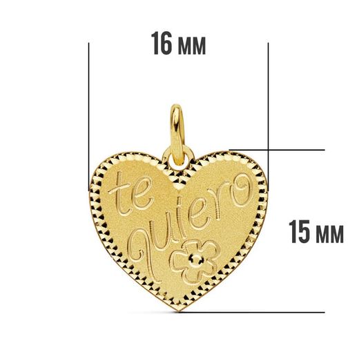 18K Colgante Oro Amarillo Corazon " Te Quiero " 16X15 Mm