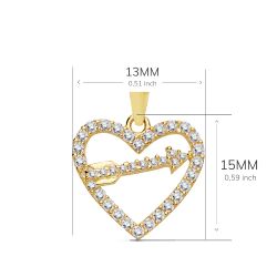 18K Colgante Oro Amarillo Corazon Y Flecha 15X13 Mm