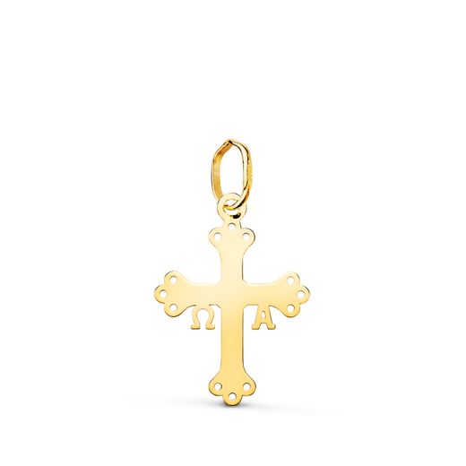 18K Colgante Oro Amarillo Cruz De Covadonga Silueta En Brillo. 18 X 13 Mm