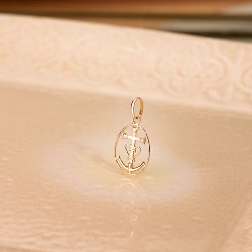 18K Colgante Oro Amarillo Cruz De La Camarga Con Cerco. 22 X 14 Mm