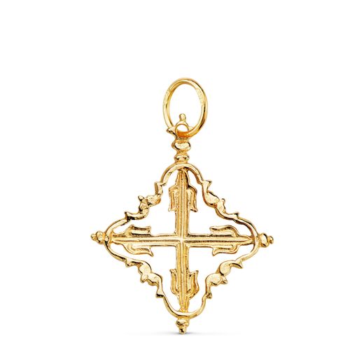 18K Colgante Oro Amarillo Cruz Mallorquina 26 X 22 Mm