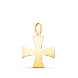 18K Colgante Oro Amarillo Cruz Templaria Silueta En Brillo. 18 X 16 Mm
