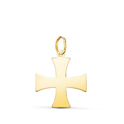 18K Colgante Oro Amarillo Cruz Templaria Silueta En Brillo. 18 X 16 Mm