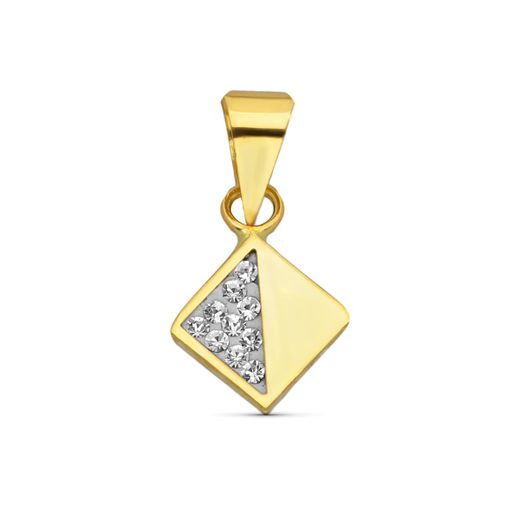 18K Colgante Oro Amarillo Cuadrado Circonita 10X7 Mm