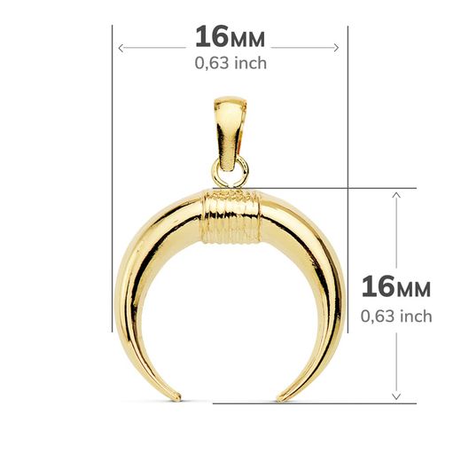 18K Colgante Oro Amarillo Cuerno 16X16 Mm