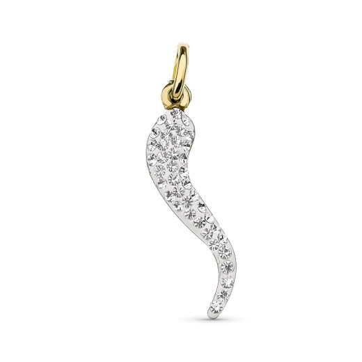 18K Colgante Oro Amarillo Cuerno Circonita 25X6 Mm