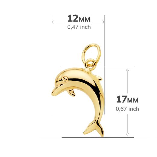 18K Colgante Oro Amarillo Delfin Liso 17X12 Mm