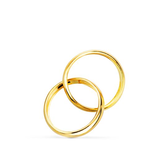 18K Colgante Oro Amarillo Dos Alianzas 9 Mm Diametro.