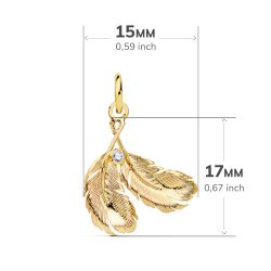 18K Colgante Oro Amarillo Dos Plumas 17X15 Mm
