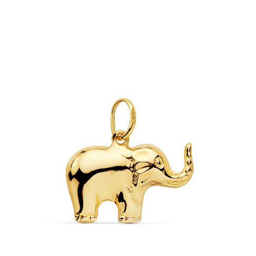 18K Colgante Oro Amarillo Elefante Liso 16X10 Mm