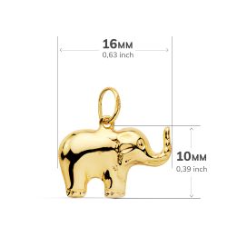 18K Colgante Oro Amarillo Elefante Liso 16X10 Mm