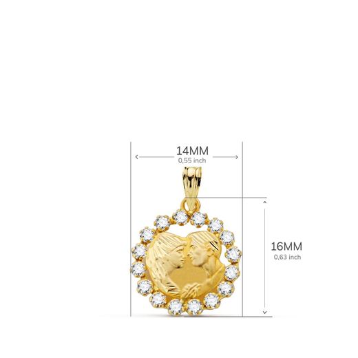 18K Colgante Oro Amarillo Enamorados 16X14 Mm