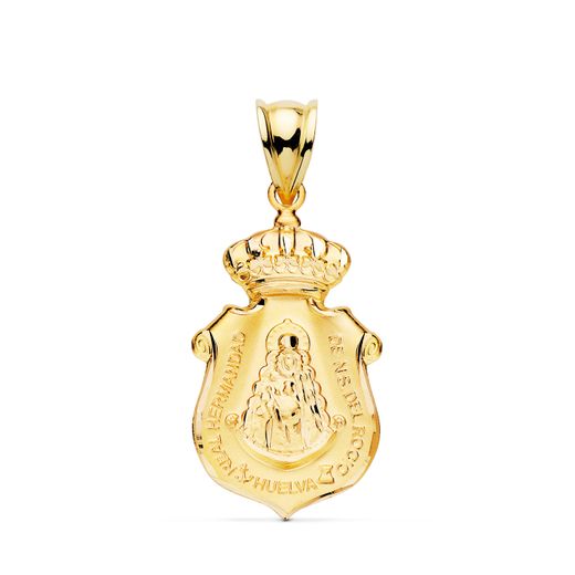 18K Colgante Oro Amarillo Escudo V. Del Rocio Huelva 27X14 Mm