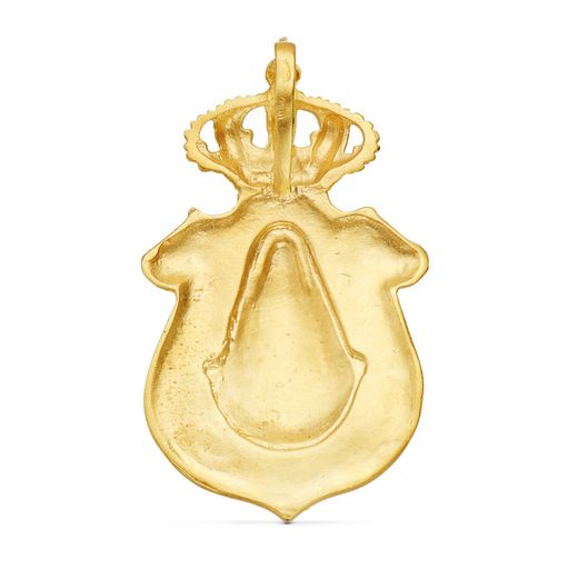 18K Colgante Oro Amarillo Escudo V. Del Rocio Huelva 46X25 Mm