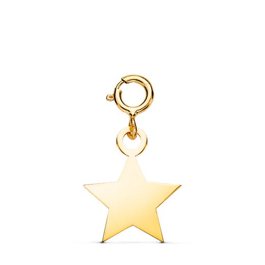 18K Colgante Oro Amarillo Estrella 12 X 10 Mm Con Reasa De 4.5 Mm