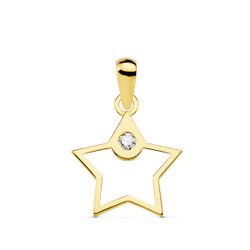 18K Colgante Oro Amarillo Estrella Circonita 12X12 Mm