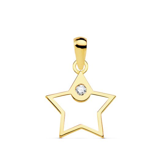18K Colgante Oro Amarillo Estrella Circonita 12X12 Mm