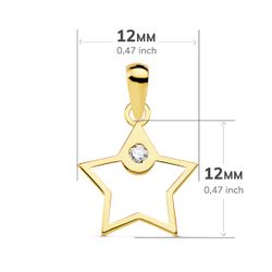 18K Colgante Oro Amarillo Estrella Circonita 12X12 Mm