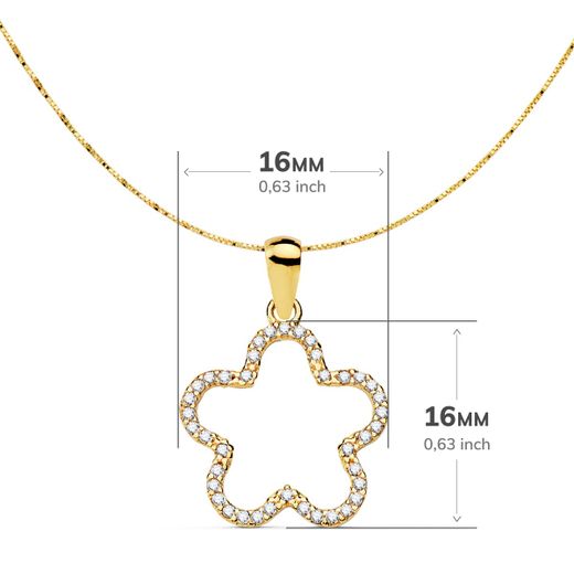 18K Colgante Oro Amarillo Estrella Circonita 16X16 Mm Cadena Veneciana 42 3 Cm