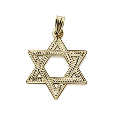 18K Colgante Oro Amarillo Estrella De David 22 Mm Tallada
