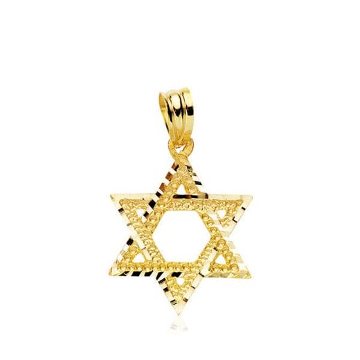18K Colgante Oro Amarillo Estrella De David. 22 X 17 Mm