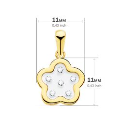 18K Colgante Oro Amarillo Flor Airshine Transparente Con Circonita 11X11 Mm