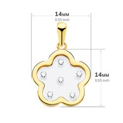 18K Colgante Oro Amarillo Flor Airshine Transparente Con Circonita 14X14 Mm