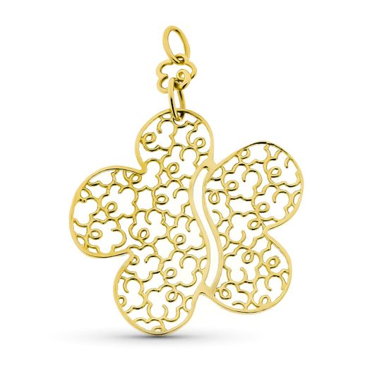 18K Colgante Oro Amarillo Flor Calada 37X40 Mmç