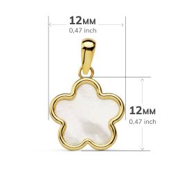 18K Colgante Oro Amarillo Flor Nacar 12X12 Mm