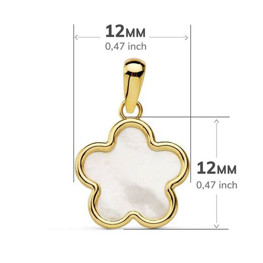 18K Colgante Oro Amarillo Flor Nacar 12X12 Mm