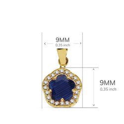 18K Colgante Oro Amarillo Flor Piedra Azul 9 X9 Mm