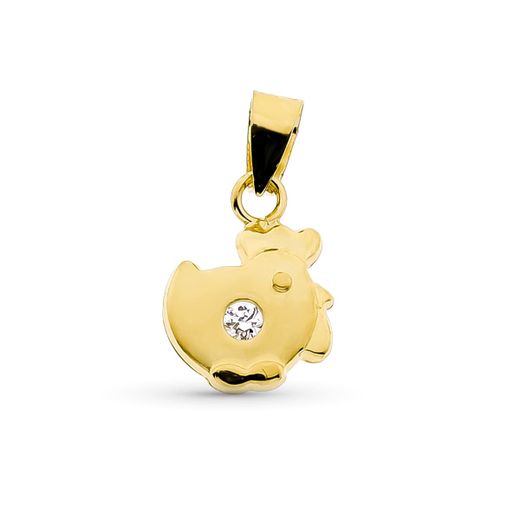 18K Colgante Oro Amarillo Gallina Con Circonita