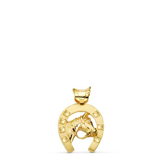 18K Colgante Oro Amarillo Herradura Caballo 23X20 Mm
