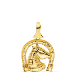 18K Colgante Oro Amarillo Herradura Circonita 28X24 Mm