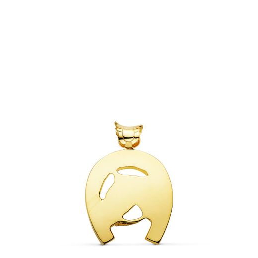 18K Colgante Oro Amarillo Herradura Con Caballo 29X27 Mm