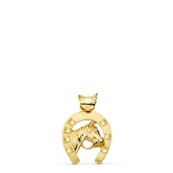 18K Colgante Oro Amarillo Herradura De Caballo 25X22 Mm