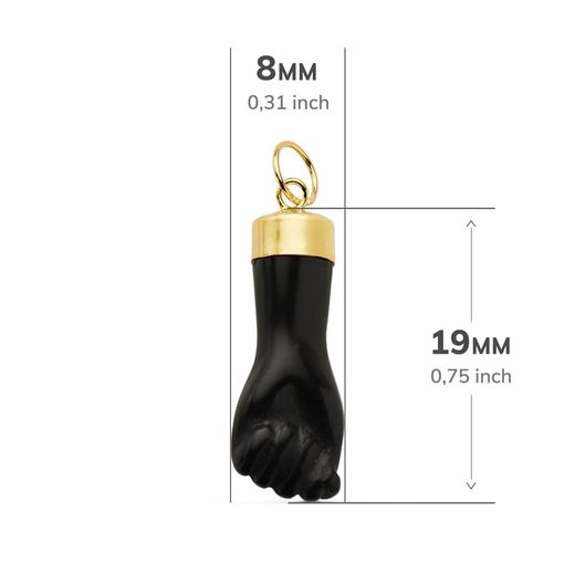 18K Colgante Oro Amarillo Higa Mano Negra 19X8 Mm