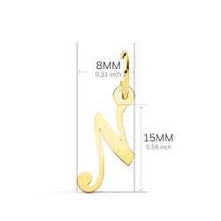 18K Colgante Oro Amarillo Incial Letra " N " 15X8 Mm