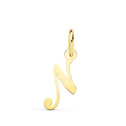 18K Colgante Oro Amarillo Incial Letra " N " 15X8 Mm