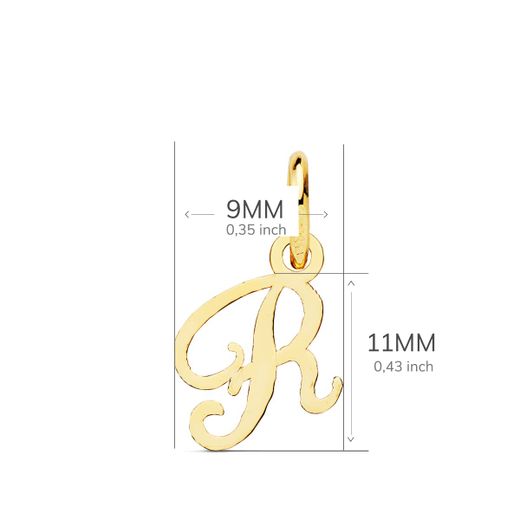 18K Colgante Oro Amarillo Incial Letra " R " 11X9 Mm