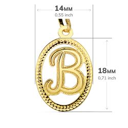 18K Colgante Oro Amarillo Inicial Letra B 21X14 Mm