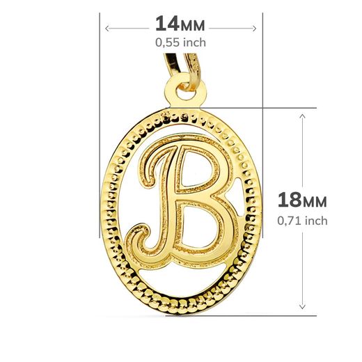 18K Colgante Oro Amarillo Inicial Letra B 21X14 Mm