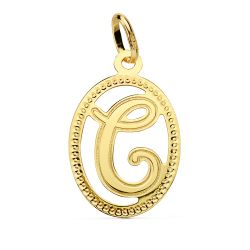 18K Colgante Oro Amarillo Inicial Letra C 21X14 Mm