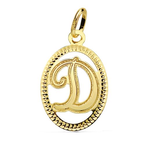 18K Colgante Oro Amarillo Inicial Letra D 21X14 Mm